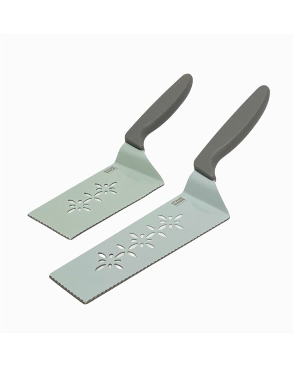 Kuhn Rikon Slice & Serve Knives Set of 2 with Sheaths K65363 NEW GREY